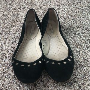 Boden Black Suede Circle Cut Out Flats